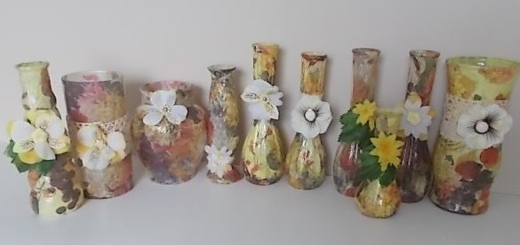 Country Wedding, Rustic Chic, Shabby ChicVases, Bottles, Jars, Lace and Ribbon, Wedding Centerpiece,City or Country.