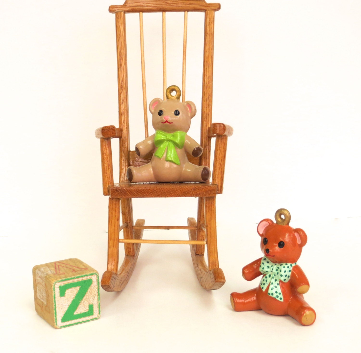 Vintage Miniature Chair - Handmade Wooden Rocking Chair for Dolls or Display