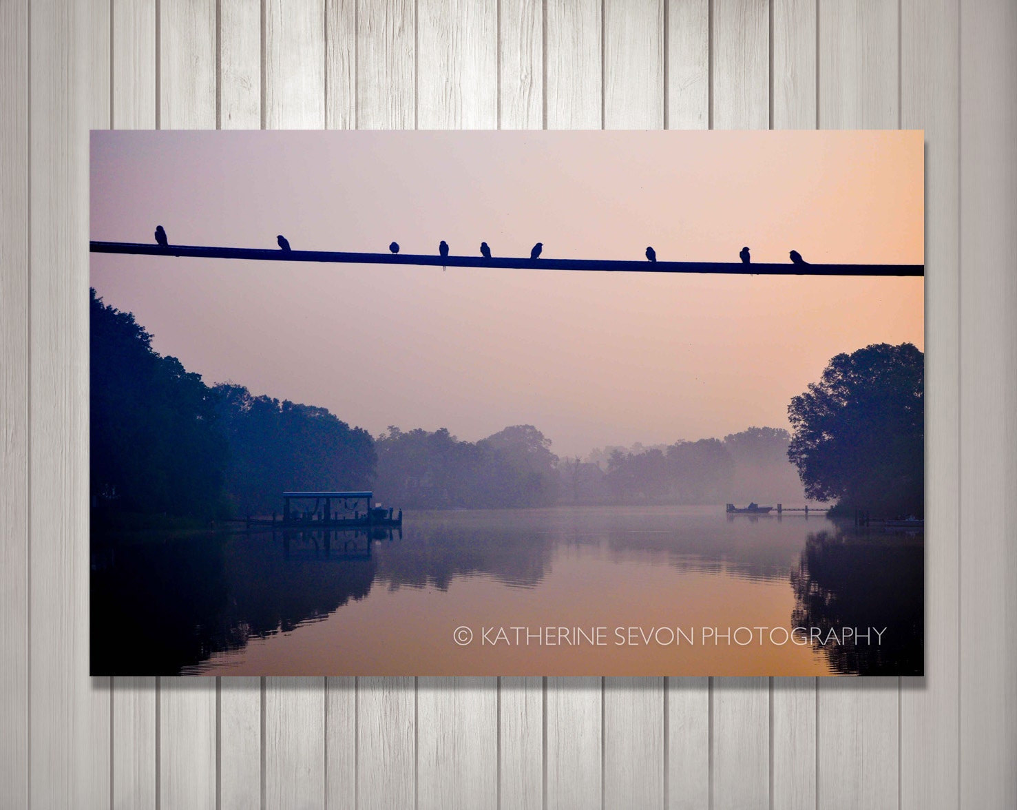 Birds on a Wire Canvas Gallery Wrap Photograph- Nature Photography - Landscape - Sunrise -  16x24 Photo on Canvas