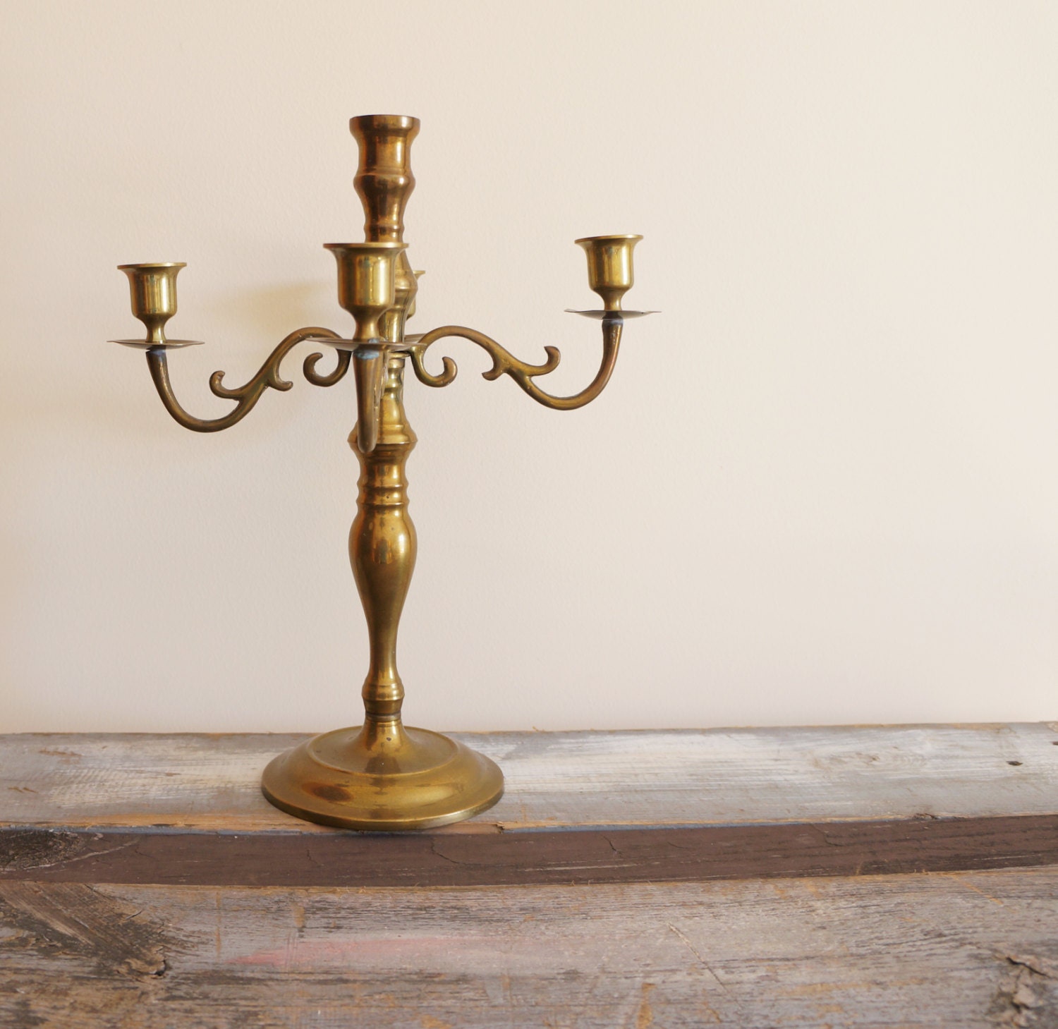 Vintage Brass Elegant Romantic Candelabra Candleholder Regency