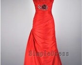 Real A-line V-neck Sleeveless Floor-length Taffeta Applique Long Prom/Evening/Party/Bridesmaid/Formal/Homecoming Dress 2013 New Arrival