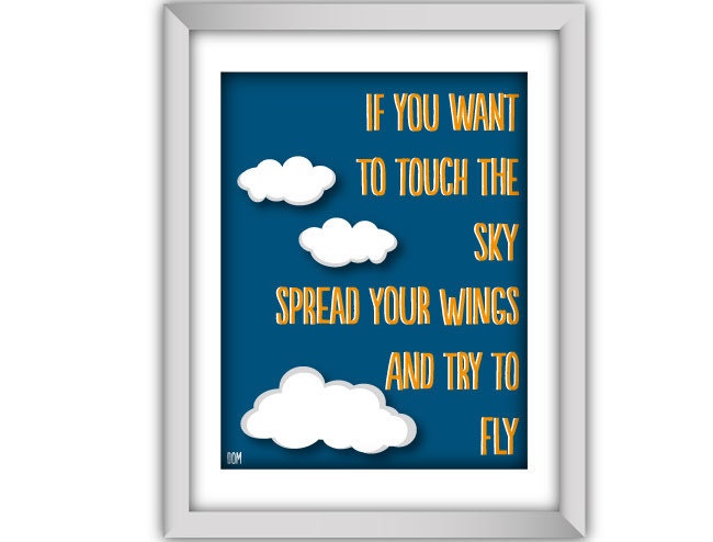 Typography Art Poster, Inspirational Quote, Download And Print JPEG Image - Spread Your Wings