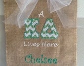 Outdoor/Indoor Sorority Garden Flag with Appliqued Letter and Embroidered Information