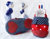 soft soled summer shoes - blue red polka dot - Eco-soft soled shoes - size 19 to 23