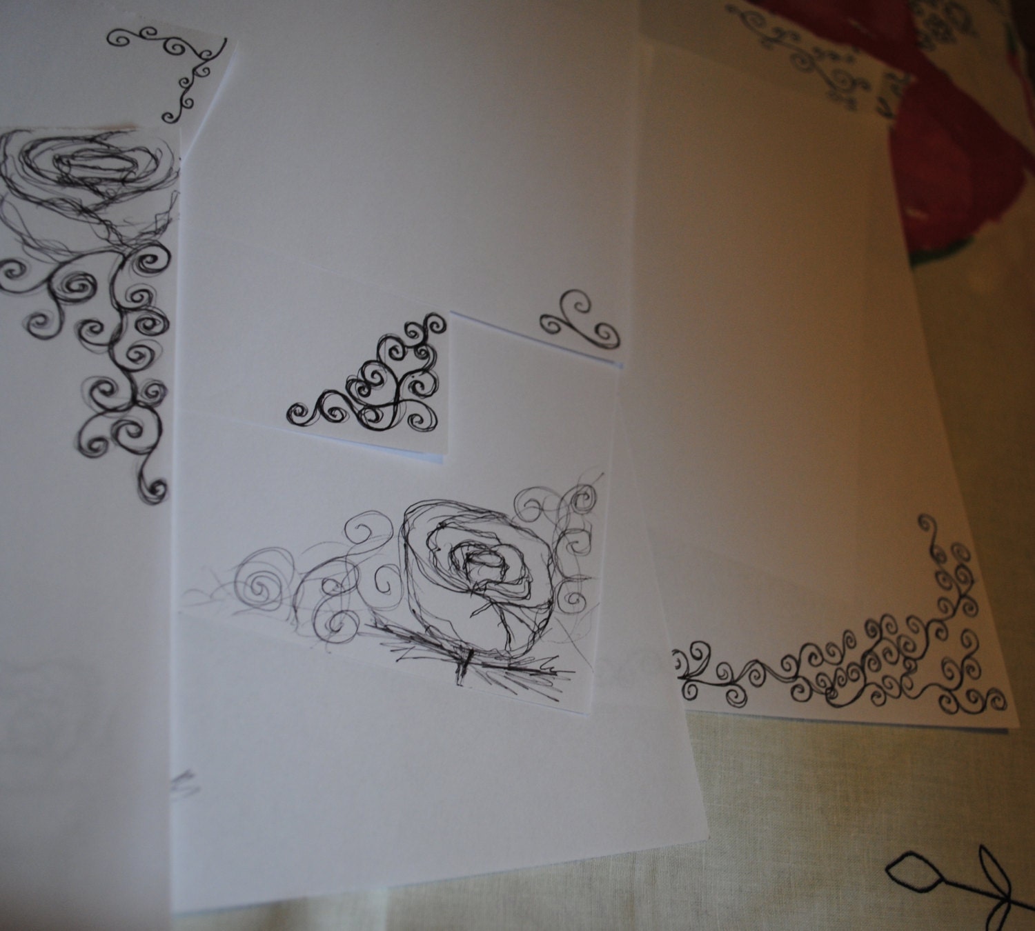 Letter Writing set with Rose & Swirl design