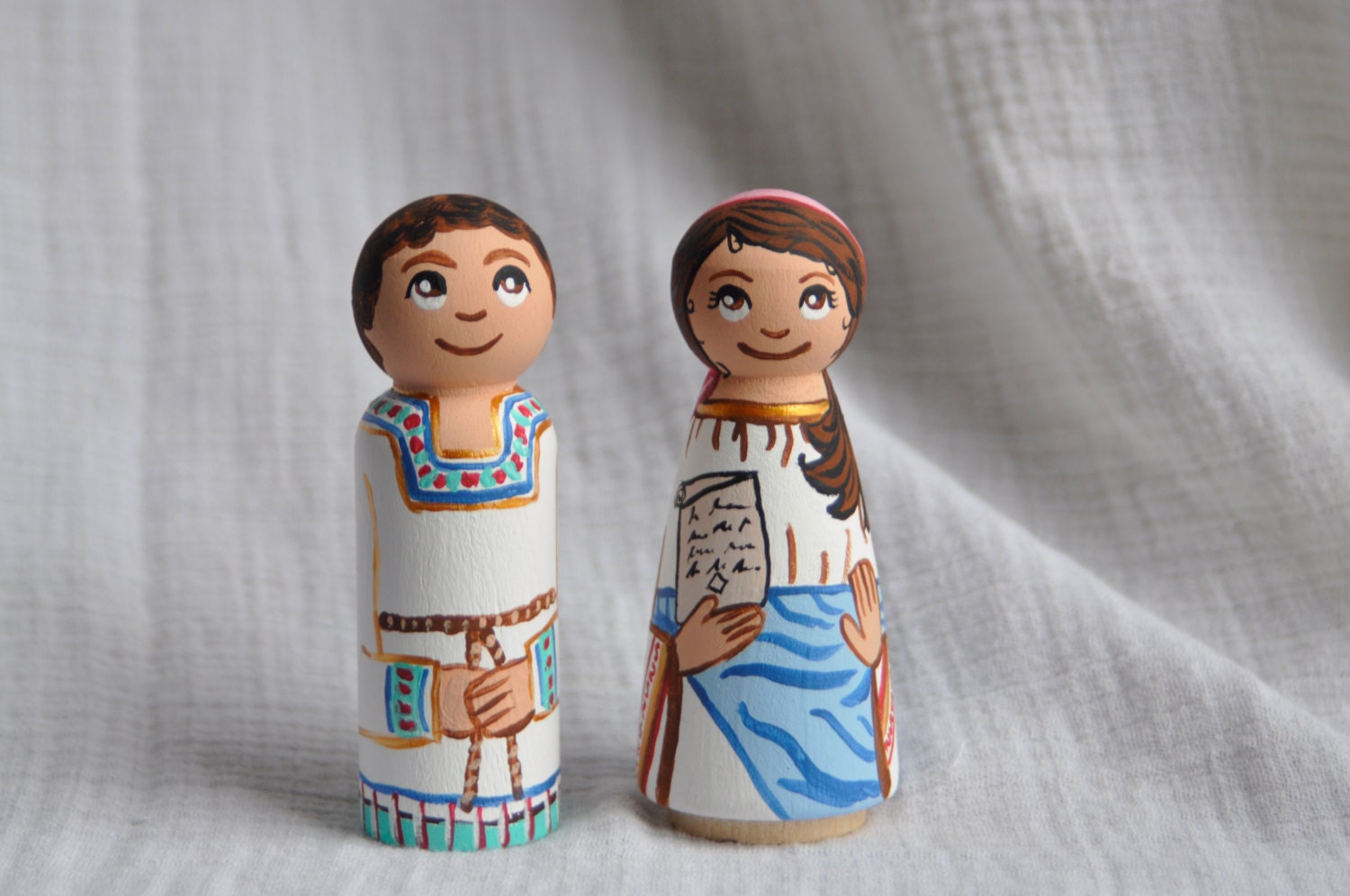 Samuel and Hannah of the Old Testament Play Gift Set / Wooden Hand-painted Saints /  Made to Order