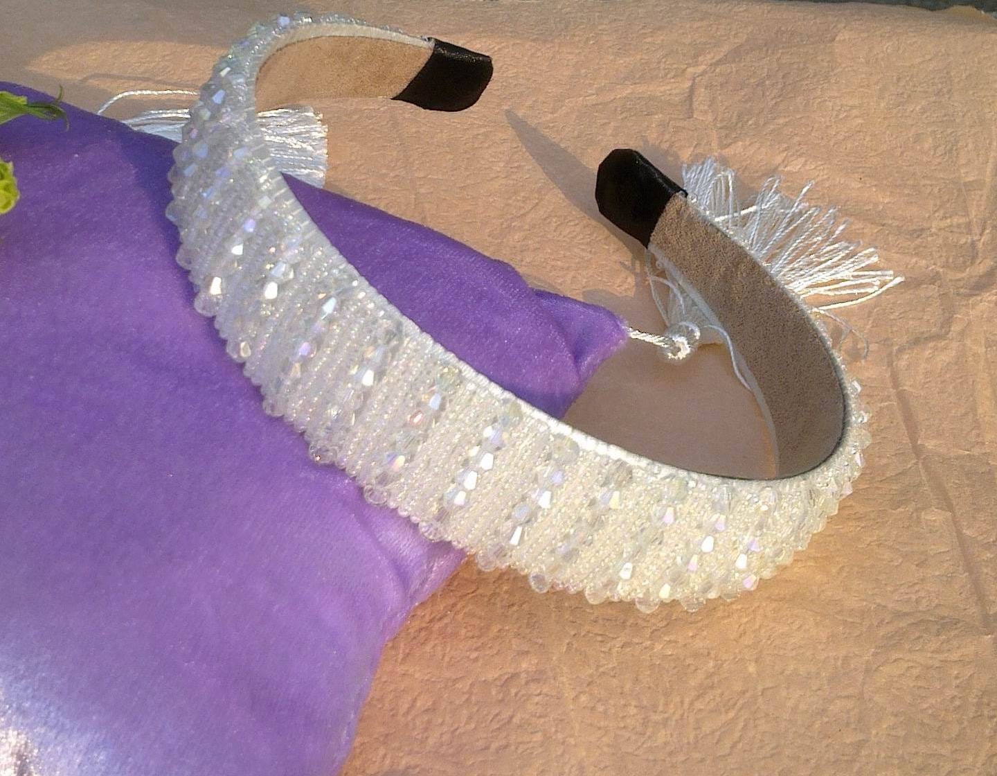 Pure White Crystals Beadwork Headband,Handmade Hair Accessories,Bridal-Flower Girl-Bridesmaid Headband,For Weddings,Parties,evening,Cocktail