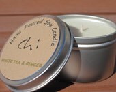 Soy Candle 6 oz tin white tea & ginger Travel tin 6 oz Soy Candle