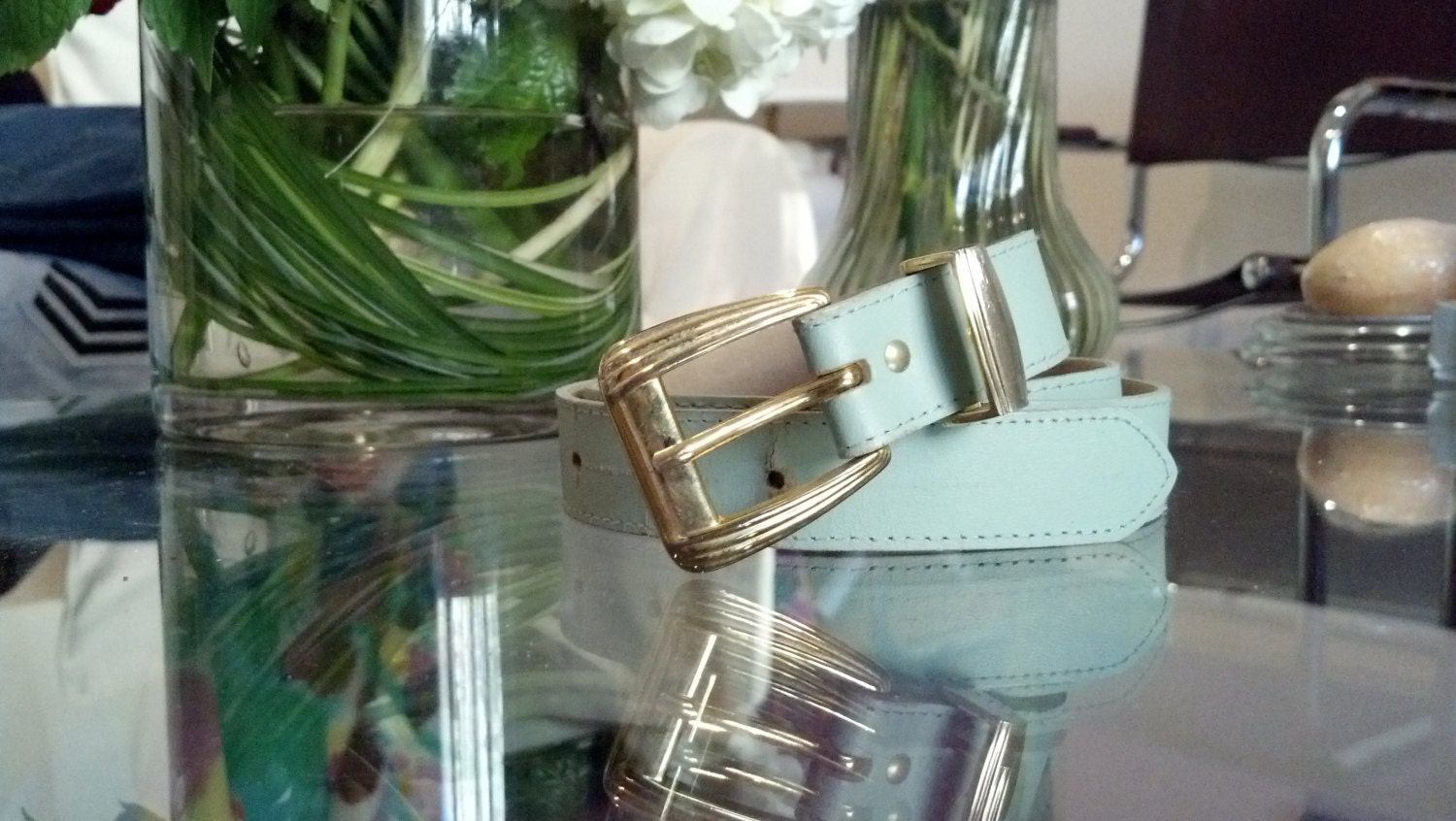 Vintage Sea Foam Blue Bel...