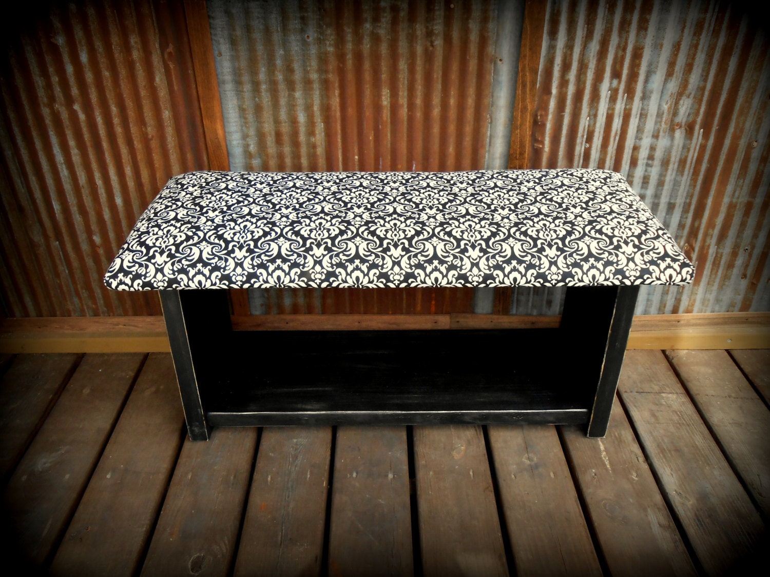34 Inch Upholstered Top Shoe Rack Bench - One Shelf