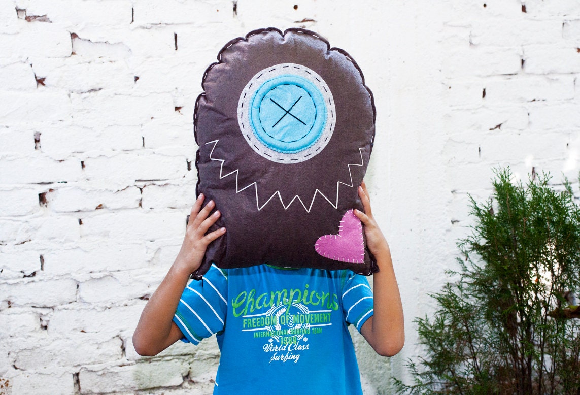 Felt Pillow ,Alien, Nursery Room Decor , Eco friendly , Decorative Pillow,  18 x 14"
