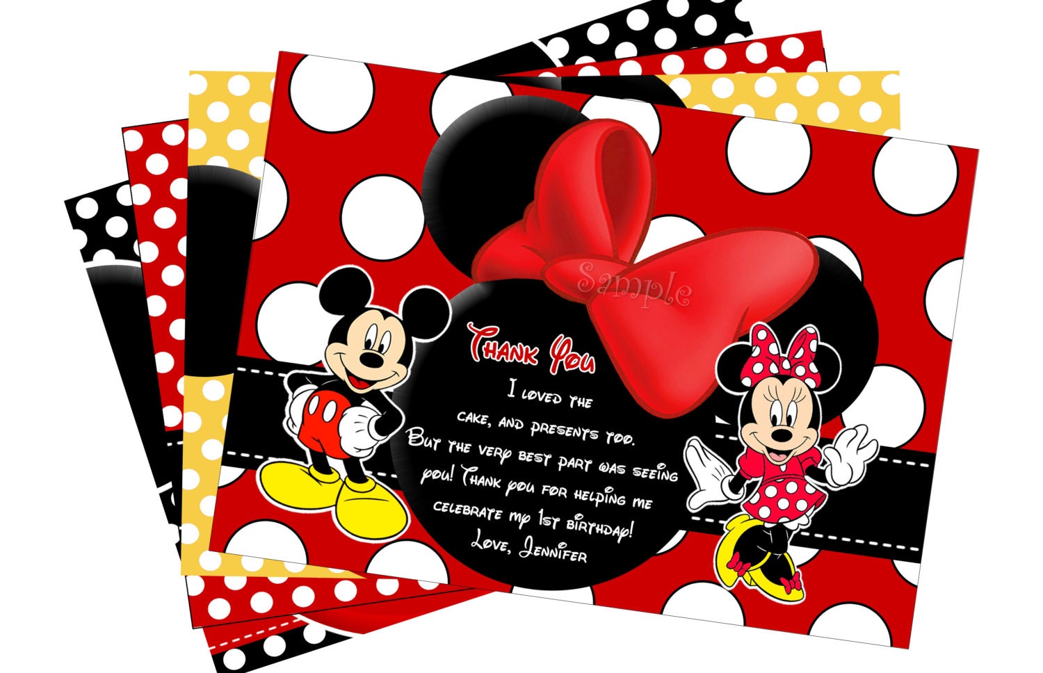 HUGE SELECTION Thank You Cards To Match Mickey Mouse And Minnie Mouse Invitation - Minnie Mouse Minnie Mouse Birthday