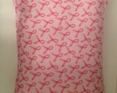 Travel Pillow Case - Pink Ribbon Flannel