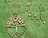 Bridal Set - Pearl Tree of Life and Branch Earrings-Bridal Set Birthday Hand Wire Wrapped Trees Custom by Just4FunDesign