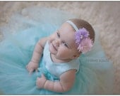Baby Headband, Newborn headband, Infant Headband, Toddler Headband, White, lavender, pink flower Headband, tulle headband