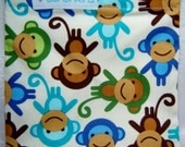 SANDWICH Snack BAG Teal Blue Monkeys Design Reusable with Nylon Lining