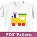 Old train applique pattern - trains template sewing PDF