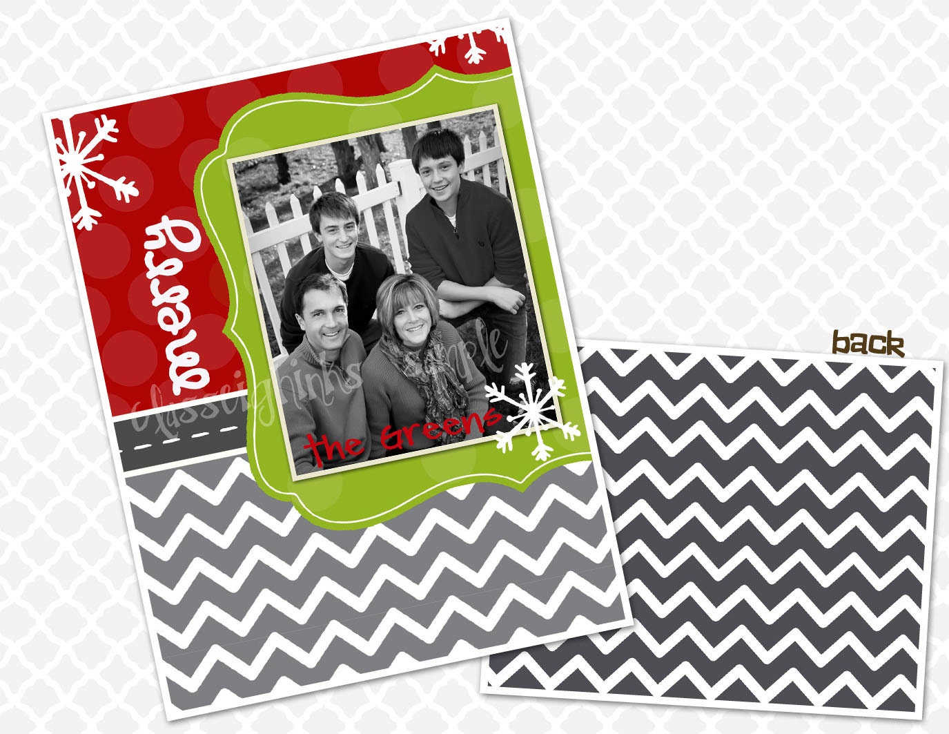 Merry Family Photo Christmas Card Personalized Holiday Card