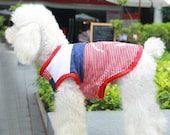 100% cotton Pet clothes color matching navy wind T-shirt /Pet clothing /dog clothes/ red and blue color optional 2