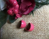 Fashion Earrings, 3/4 Hoops, Red, Shiny, Enamel, Wide Tapered, Silver Tone Posts, Butterfly Backs, Vintage 1980s, Mod, SpringJewelryThings