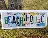 BEACH HOUSE Custom Recycled LICENSE Plate Art Sign Vacation Home