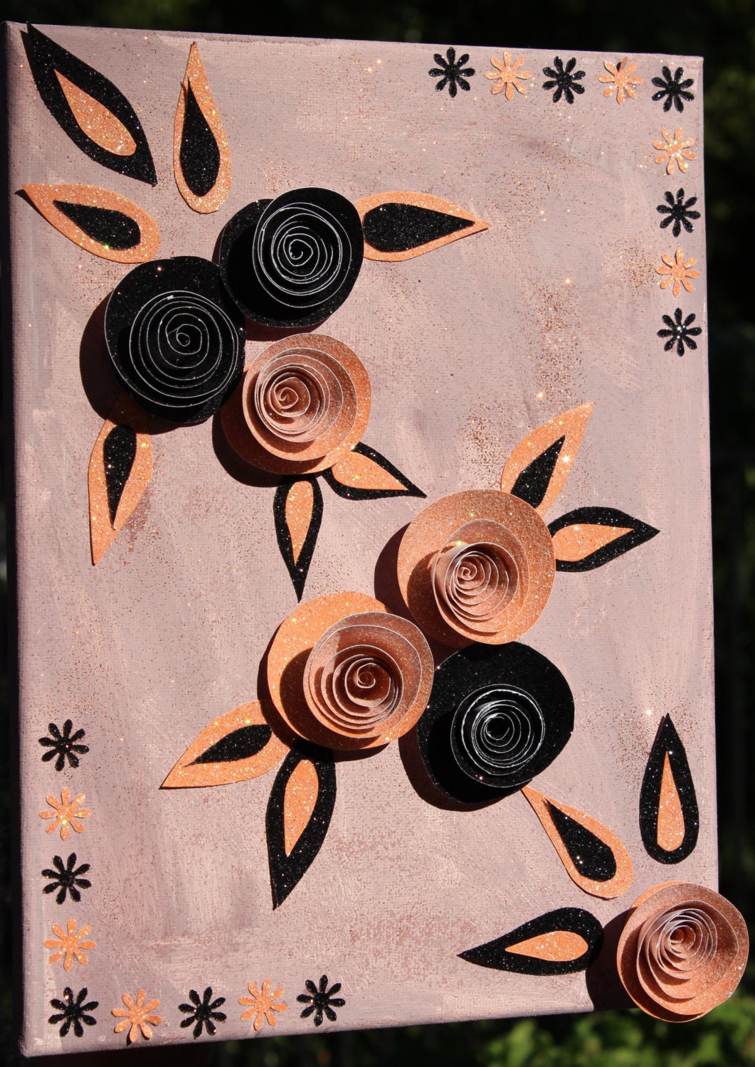 Glitter Flower Canvas Art Abstract,Painting in Handmade,Canvas art in handmade,Abstract Painting,Original