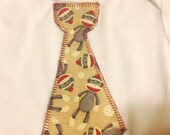 Appliqued Tie Onesie Bodysuit for Baby Boy in Sock Monkey