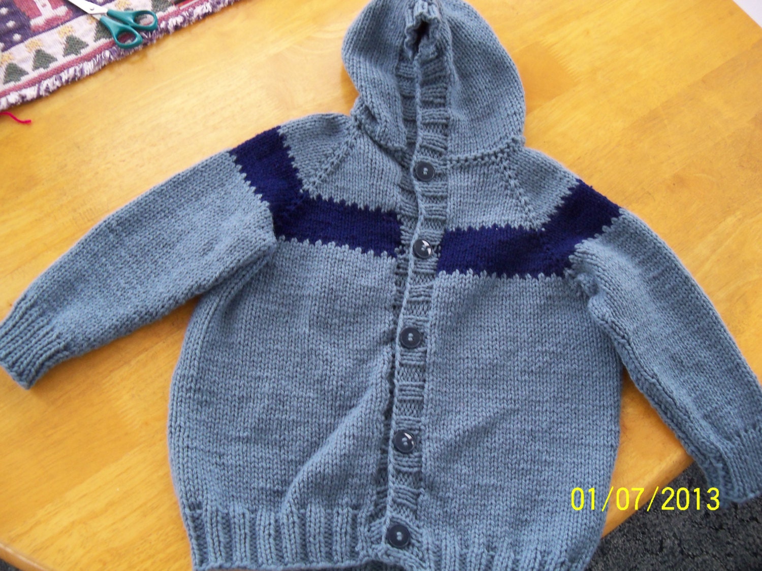 Boy's front button hooded cardigan