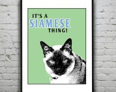 Siamese Cat Kitty Mod Art Print Poster 11 X 14 Original It's a Cat Thing
