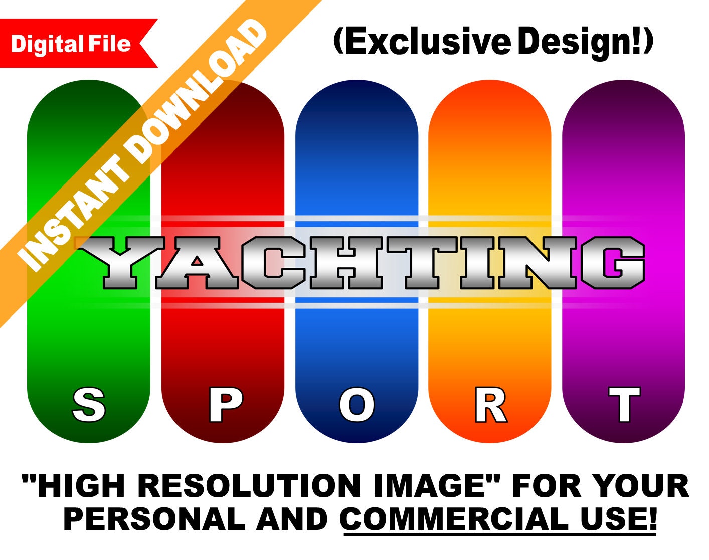 INSTANT DOWNLOAD - Yacht sport yachting digital clip art clipart design image graphic illustration artwork picture element - High Resolution