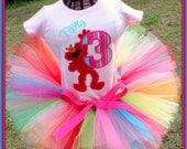 Elmo Personalized Girls Birthday Number Shirt and Tutu Set