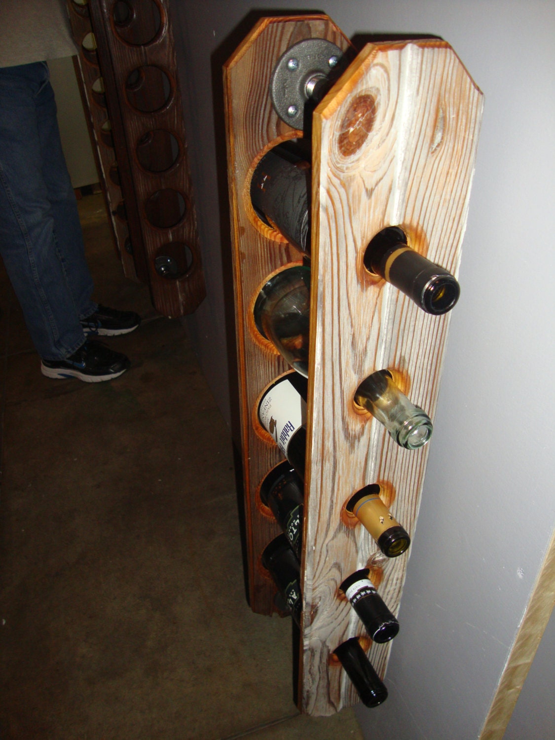 5 Bottle handmade wine rack from Reclaimed wood flooring