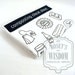 Tea Towel-Composting Cheat Sheet in Navy with Merlot Stripes 17 x 28
