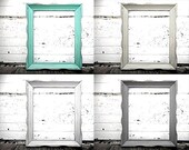 8x10 One Rustic Vintage Frame in Shabby Chic Ivory - Black - Aqua Mint - White - Oyster Grey - Gray Scalloped Edge and Natural Wood