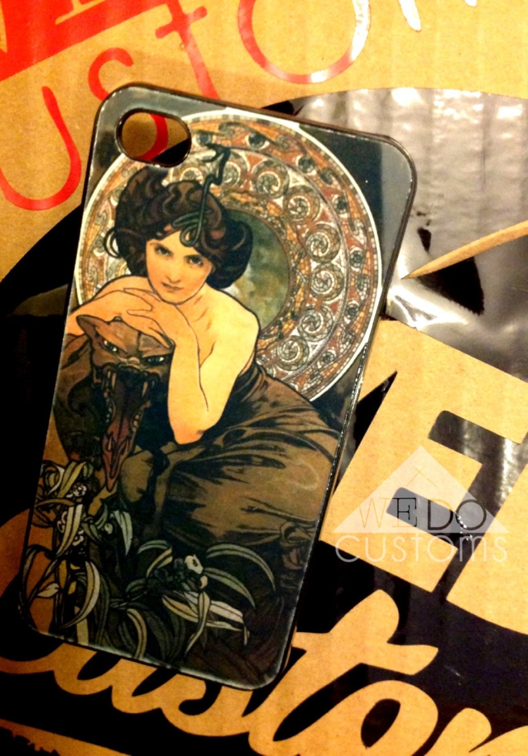 iPhone Cases - Mucha Art Nouveau Classic Vintage Retro Pin Up Painting Hard Cover Iphone 4 Iphone 5 Case Gifts Under 25