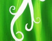 Original 11 x 14 Acrylic Painting on Canvas Green White Tree Simple Art Design Branches Nature Scene Organic
