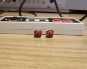 Fire Flower earrings - Video game jewelry- 8 bit pixel(Nintendo/Mario)(Nerdy/Geeky/Retro)