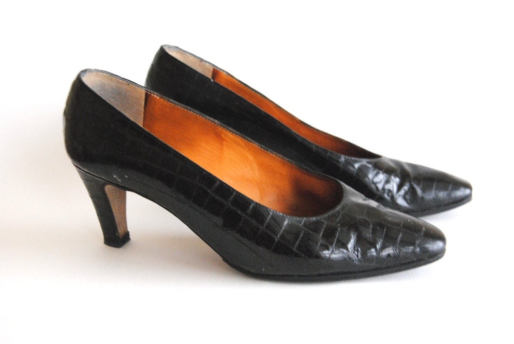 Black leather heels JB Martin Paris - Size 4 1/5 - VintageBananas