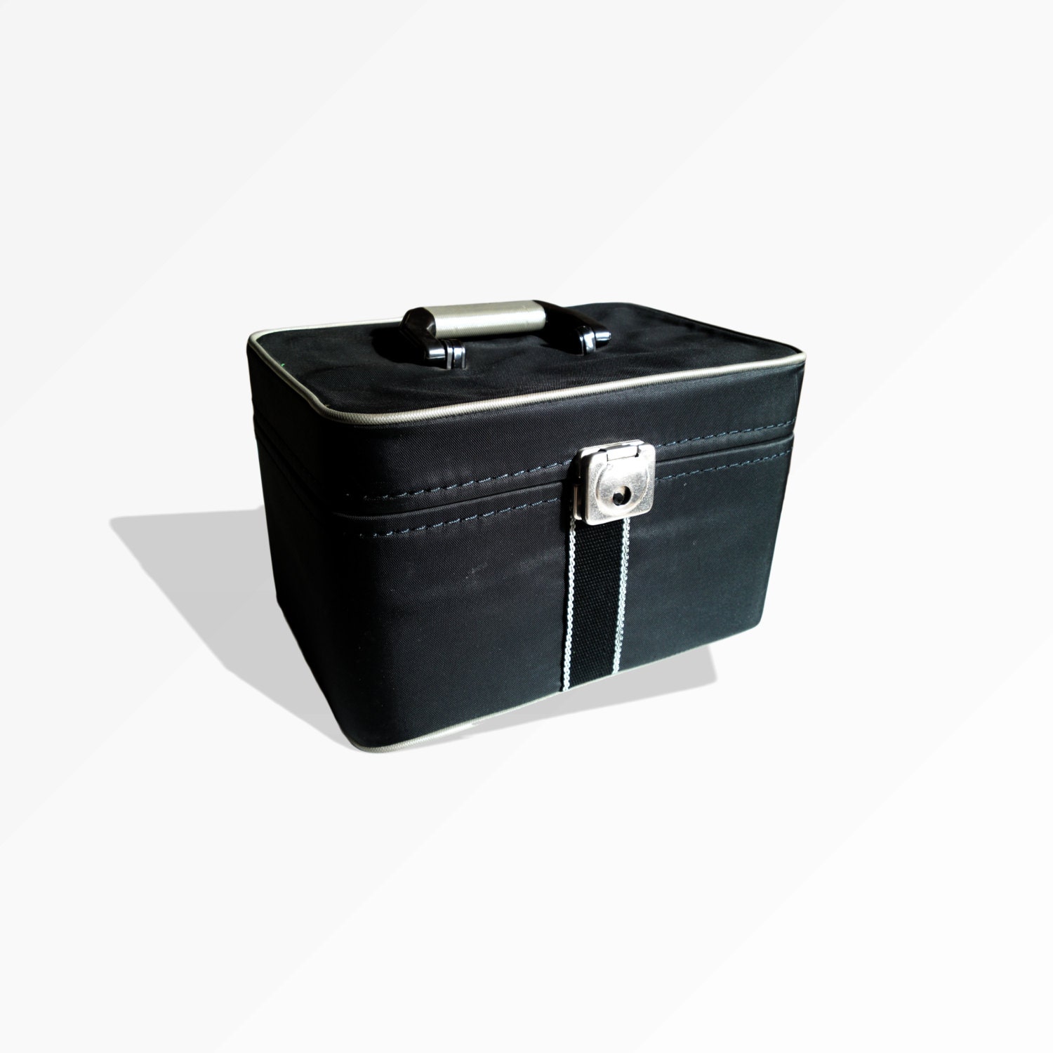 Vintage black suitcase luggage makeup travel suitcase train case carry-on luggage wedding card box makeup organizer women bag