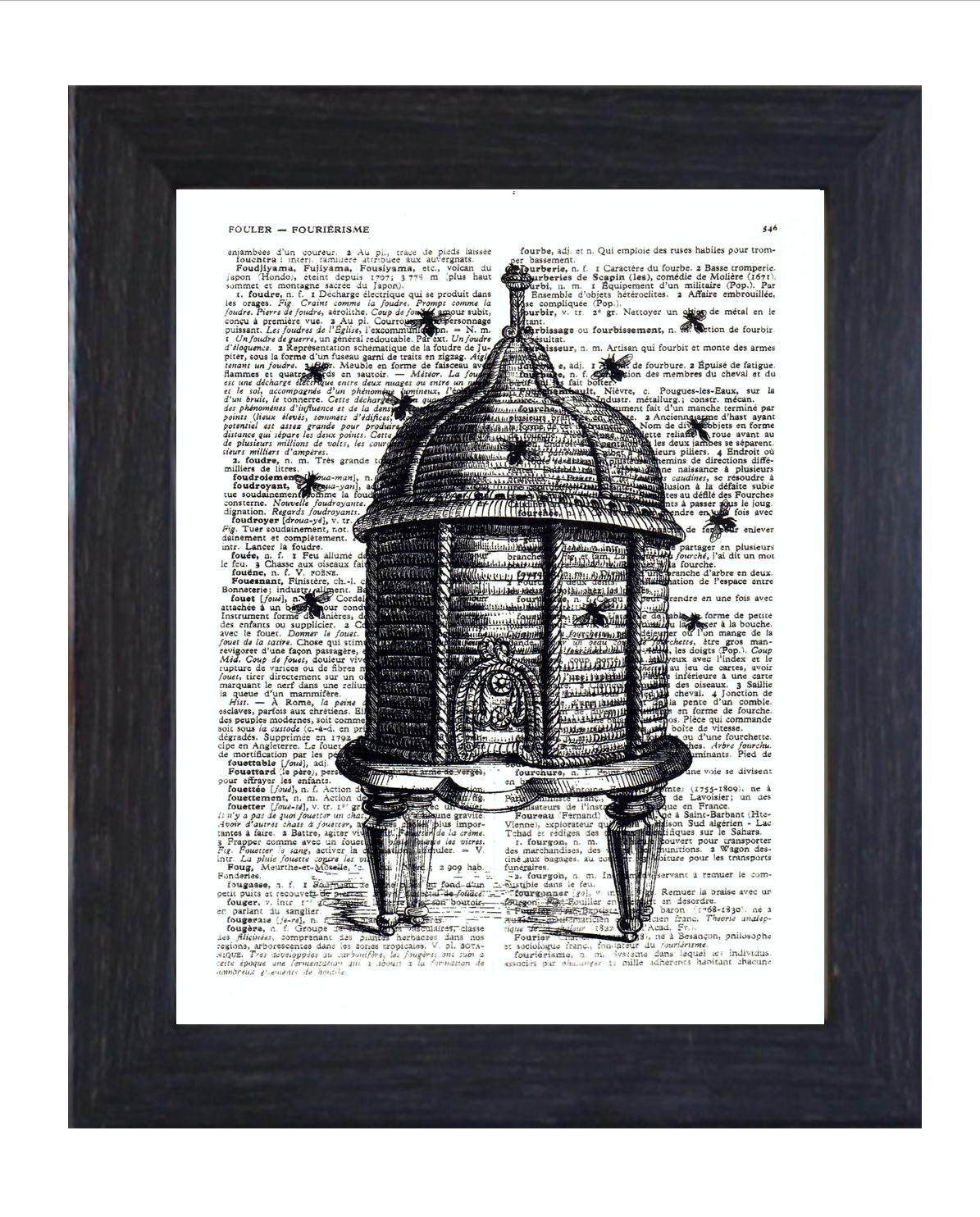 BEE art Print On An Vintage Dictionary Page ANTIQUE Book Print Wall Decor Buy 2 prints and get 1 print Free ( 126L)