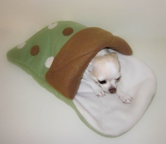 EXTRA SMALL Little Critter - Custom Quilted Small Animal Fleece Burrow Bag Bed - Pet Sleeping Bag  - Polka Dots - Guinea Pig - 7 x 9