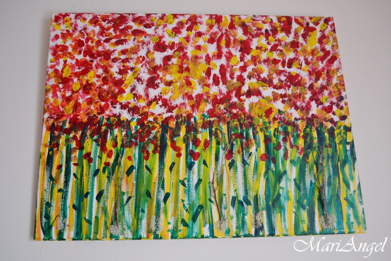 Mixed Media 3D Painting Home Decor Red and Green Painting - Home Decoration Beautiful 3D Canvas