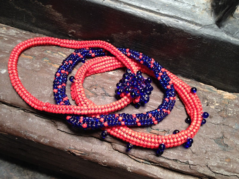 Matte red and shiny cobalt blue bracelet triptych