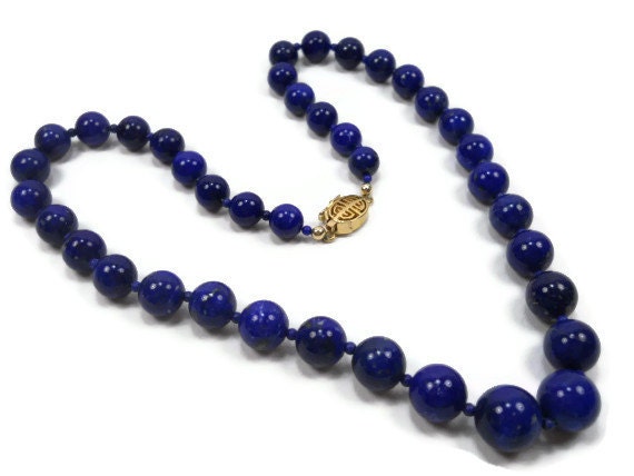 1970's Vintage Lapis Lazuli Necklace - FromMyHeartVintage