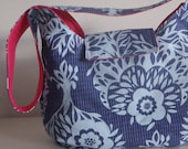 Anna Maria Horner Blue Woodcut Shoulder bag purse tote