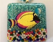 Cute Resin Glitter Pendant, Tropical Fish Necklace, Candy Sprinkle Necklace, Unique Jewelry