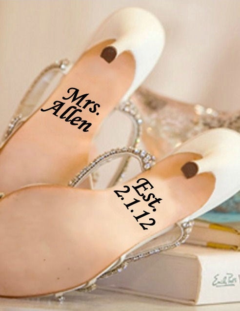 Personalized wedding shoe vinyl decals with established date