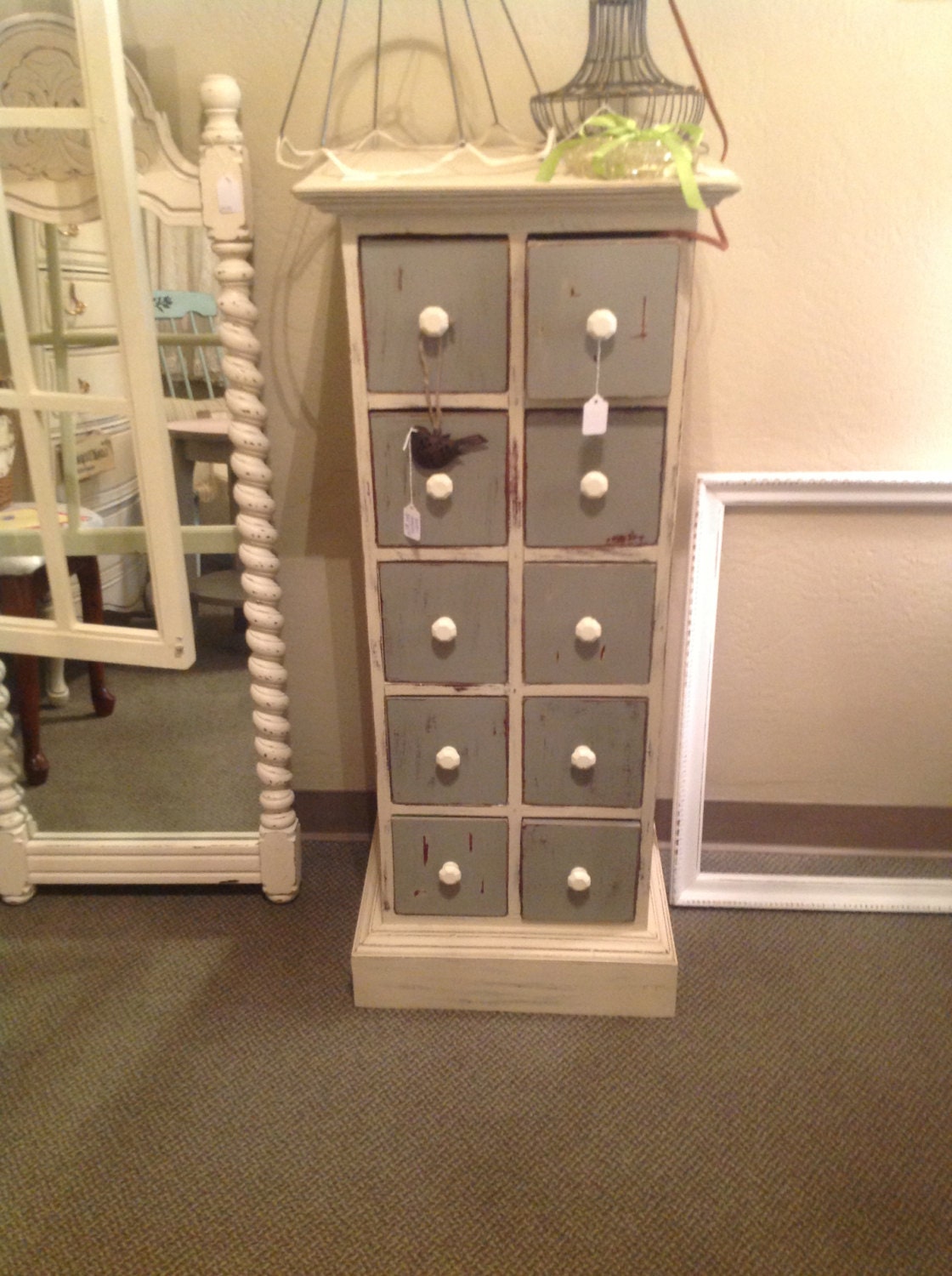 Shabby Chic Chest Ten Drawer Storage Chest Cottage/Farmhouse Decor Beautifully Distressed