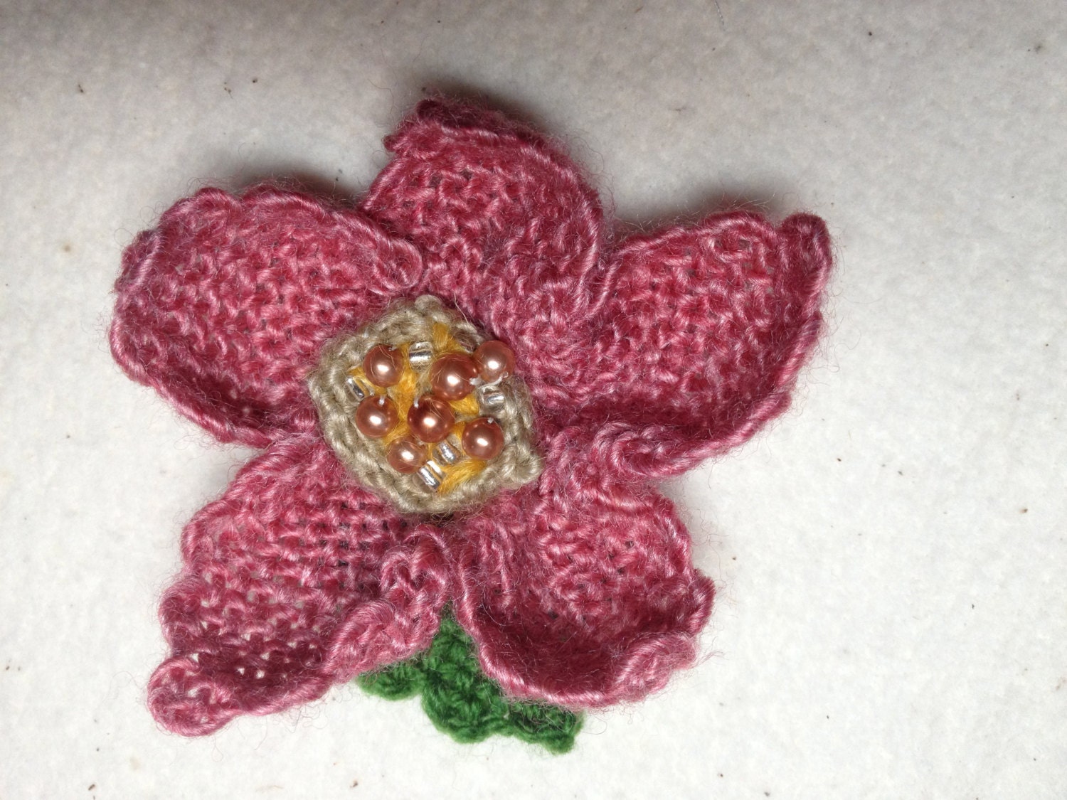 Pink Made in Maine Flower Brooch  / Handwoven Coat Pin / Fiber Hat Pin / Soft Jewelry Corsage / FREE SHIPPING