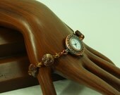 Swarovski Crystal Golden Shadow, Antique Copper Sunshine White Watch Face, COPPER